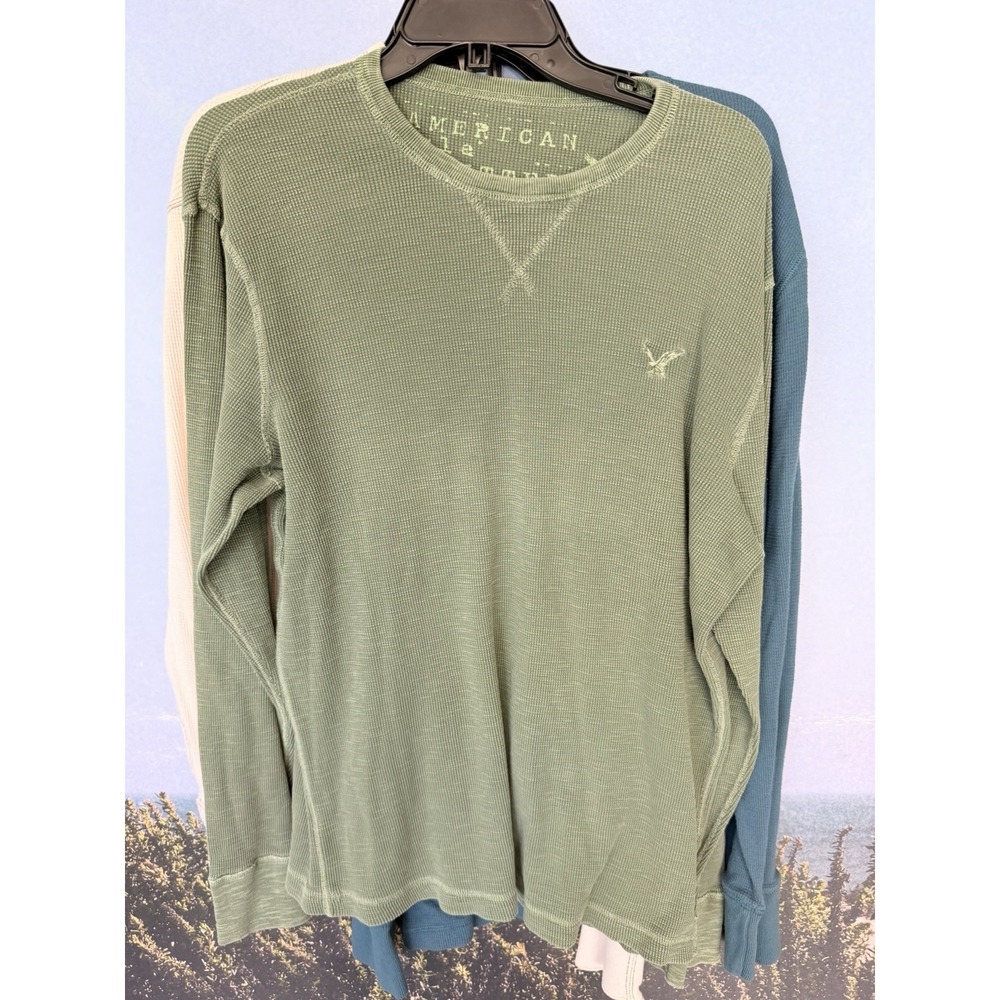 Lot Of 4 American Eagle Shirt XL Y2K Waffle Knit Thermal Camouflage Vintage Fit - Picture 4 of 9